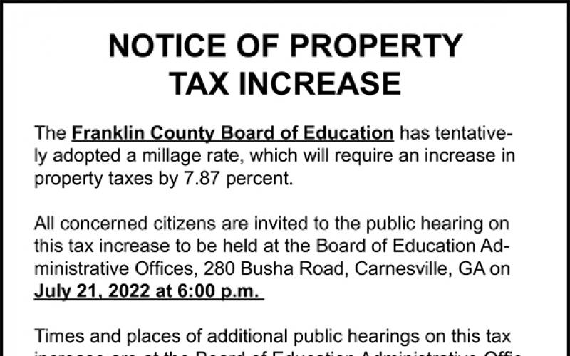 By state law, when property values increase due to inflation, local governments must cut the millage rate to account for that increase or advertise a property tax increase and hold three public hearings.