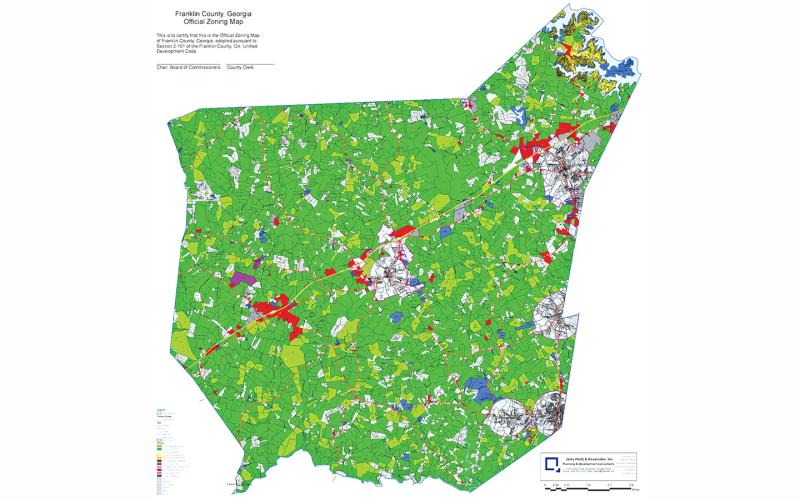 Franklin County commissioners may delay a vote on a new zoning map under the county’s new Unified Development Code over concerns by farmers that their lands are being classified as agriculture (dark green areas) instead of agriculture intensive (light green areas).