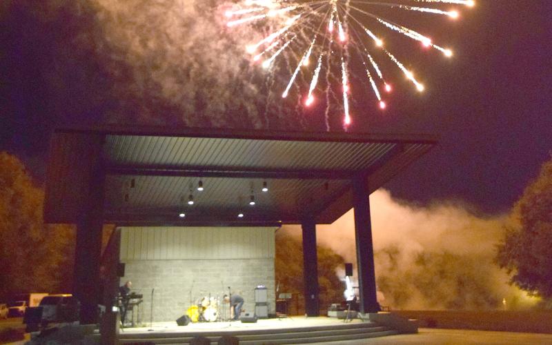 A fireworks show was the finale of a dedication event Sunday for the City of Royston’s new amphitheater. (Photo by Scoggins)