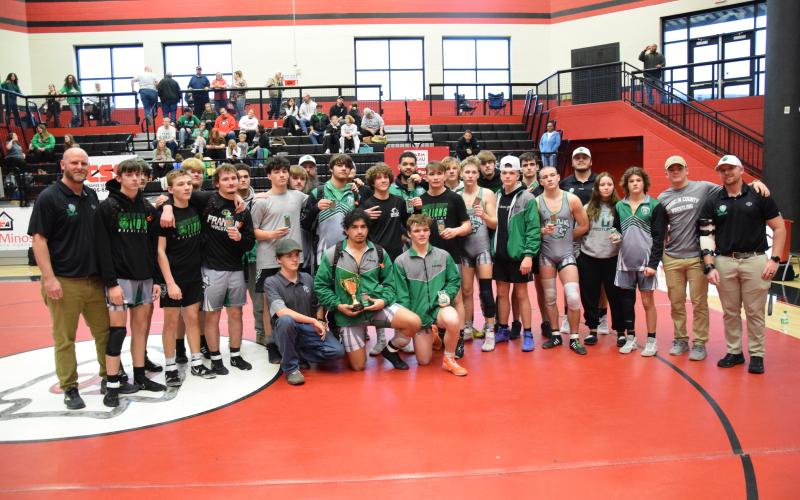 The Franklin County Lion wrestling team won fourth place in the state’s Class AAA duals championship Saturday in Toccoa. (Photo by Scoggins)