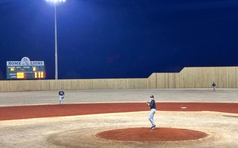 The 2023 Franklin County Lions opened their season last week on a field at FCHS with a new wooden outfield fence and new, larger dugouts. (Photo courtesy of Candace Oliver)