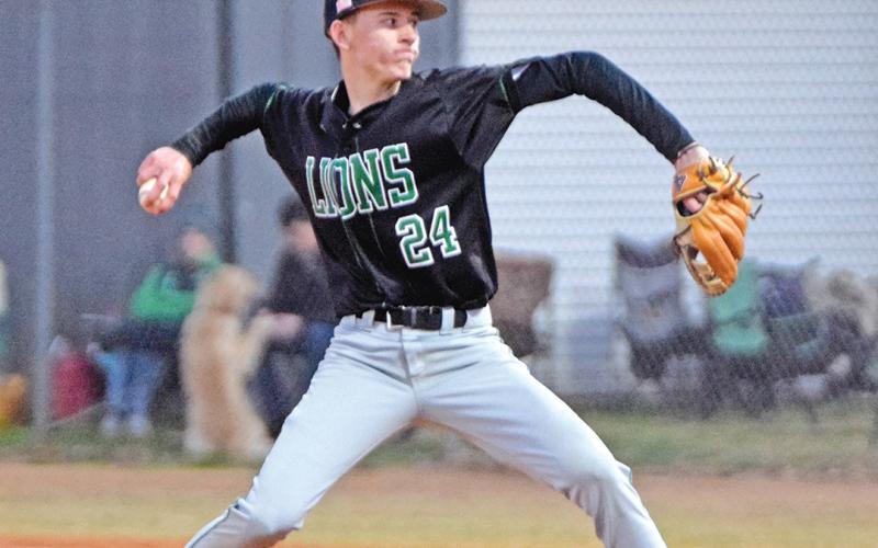 Caden Cawthon, pictured in action earlier this season, threw a no-hitter Friday against Monroe Area.