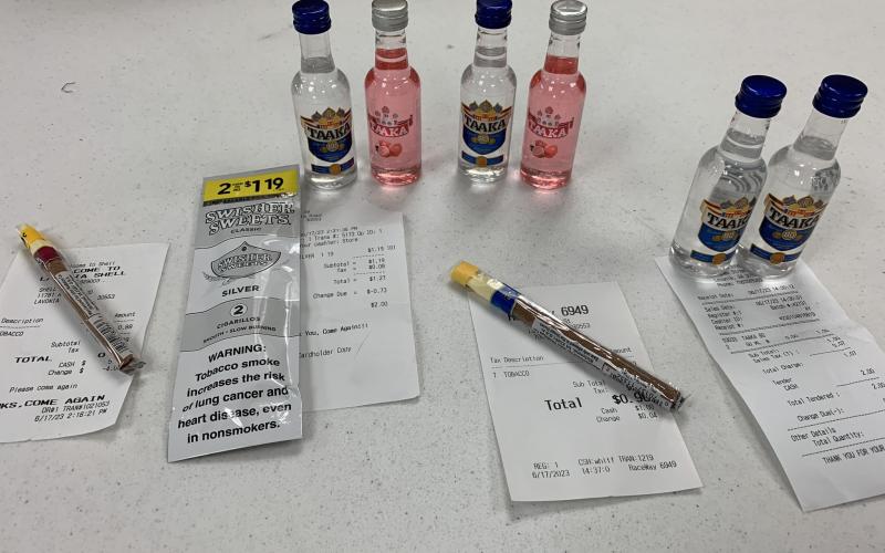 A teenager working with the Lavonia Police Department was able to buy mini-bottles of vodka and cigars at five Lavonia stores without having to show ID.