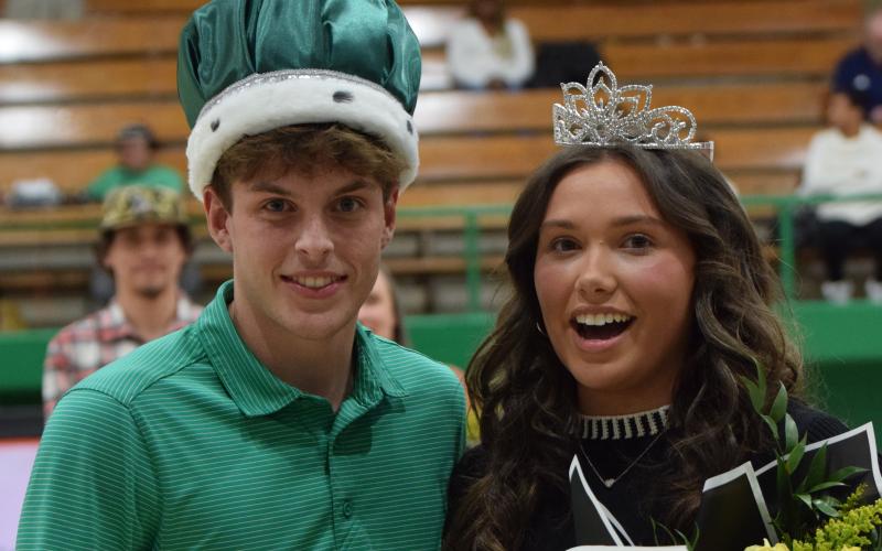 Riley Moon (left) and Presley Whitworth (right) were crowned Mr. and Miss Lion Tuesday night at the Lion’s Den. Mr. and Miss Lion and their court are chosen by their peers as students who possess good character, integrity, school pride and leadership.