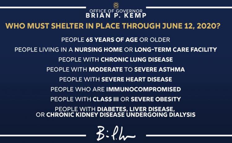 Georgia Gov. Brian Kemp continues to remind those most vulnerable to the coronavirus to stay at home.