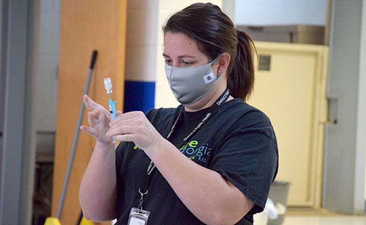 In March, the Franklin County Health Department and District 2 Public Health offered vaccine clinics in the school buildings for Franklin County Schools employees. Now, the school system is encouraging vaccinations with a $300 incentive. (Photo by Sinclair) 