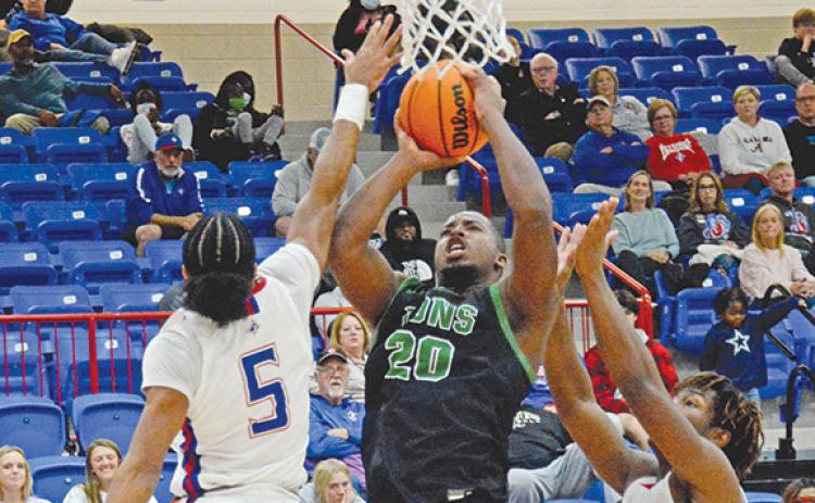 Jontavion “Jo Jo” Hughes shoots in an early-season game with Jefferson. The senior led Franklin County with 21 points Tuesday against Seneca, S.C.