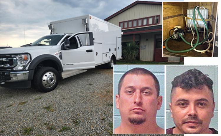 Dustin Tyler Burgess (left)  and Uriel C. Mendoza (right) are facing a number of charges after a methamphetamine lab was busted last week on New Franklin Church Road in Canon.