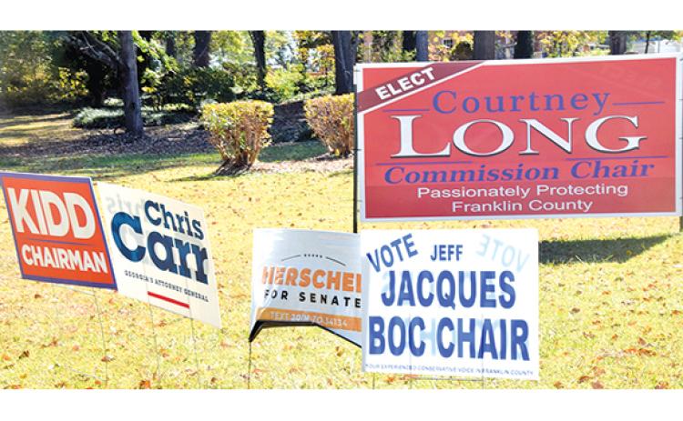 The Nov. 8 election includes a race for Franklin County Commission Chairman and a county-wide referendum to extend a special purpose local option sales tax (SPLOST) for county and city projects.