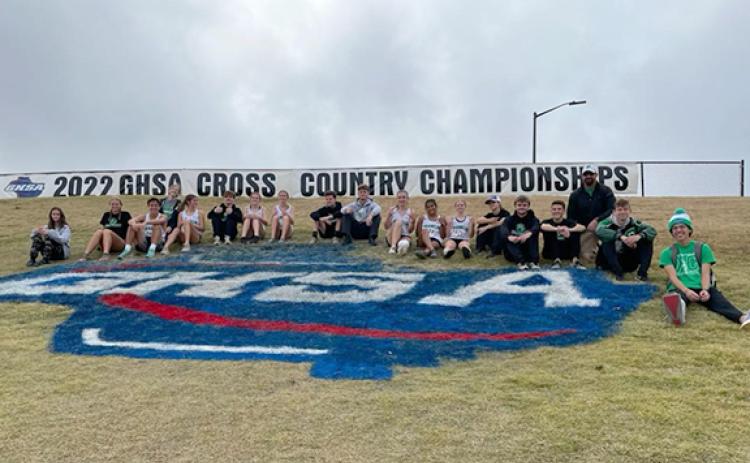 Members of the Franklin County High School cross country teams pose for a photo at the 2022 GHSA State Cross Country Championships Saturday in Carrollton.