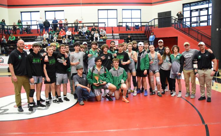 The Franklin County Lion wrestling team won fourth place in the state’s Class AAA duals championship Saturday in Toccoa. (Photo by Scoggins)