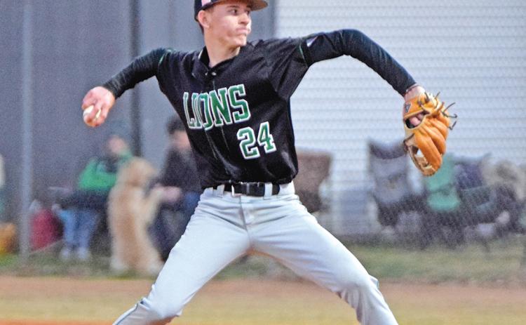 Caden Cawthon, pictured in action earlier this season, threw a no-hitter Friday against Monroe Area.