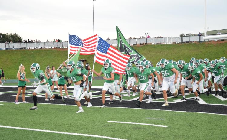 To commemorate Heroes Night, during which public servants and military members were recognized, the Franklin County Lions took the field carring American flags Friday at Jeff Davis Field at Ed Bryant Stadium.