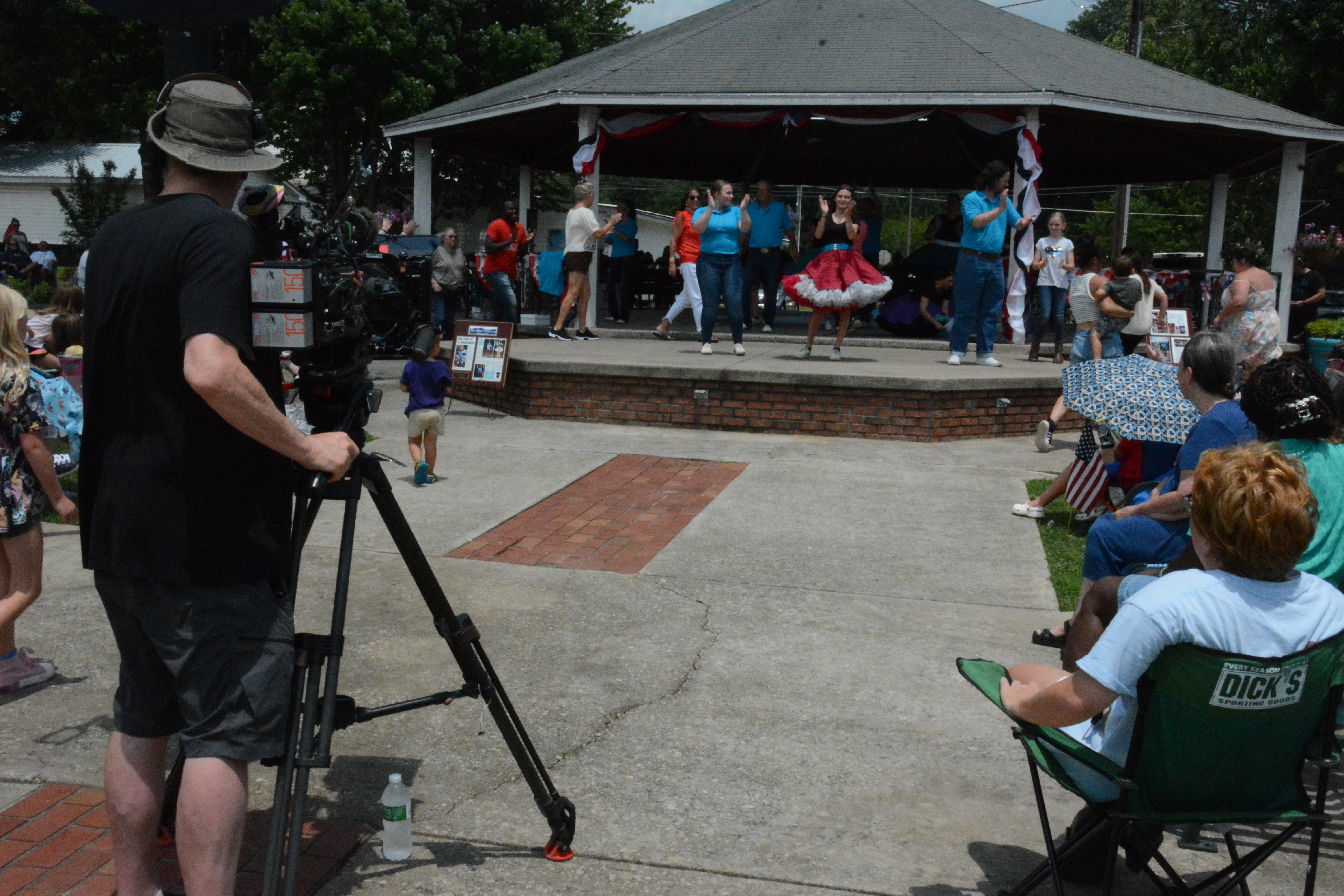 A crew from the BBC was in downtown Lavonia last week for a performance by Zeb Ross and the J Creek Cloggers at the Gazebo.