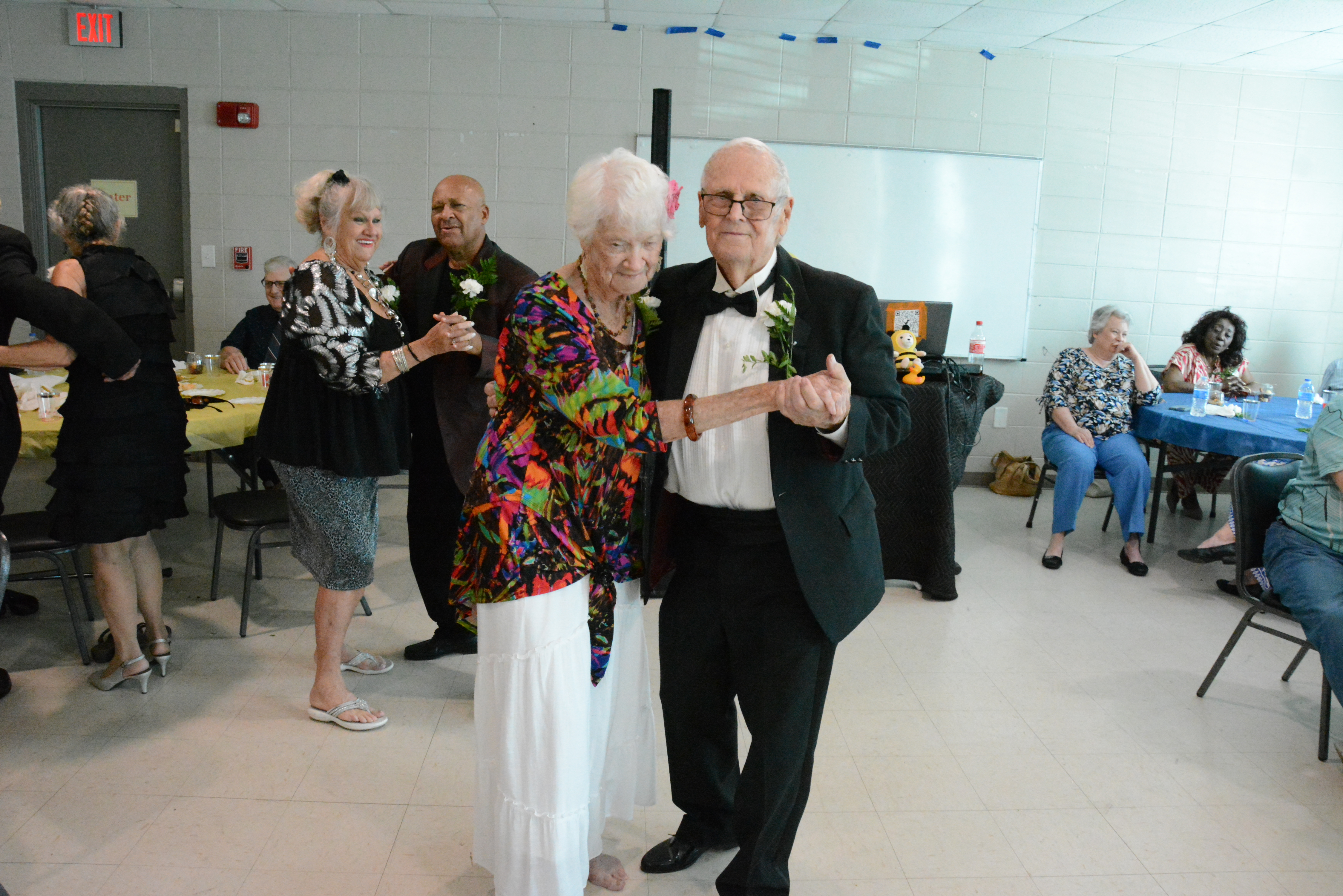 Patty McAllister and Hoyt Butler (back left couple) and Pauline Segars and Richard Turner took the opportunity to “cut a rug.”