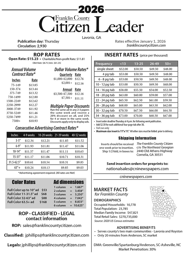 2026 rate card