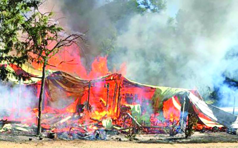 The Lake House Tavern burns Saturday morning on Rock Springs Road.
