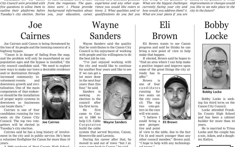 The candidates for Canon City Council provided information about themselves and their views prior to Tuesday's election.