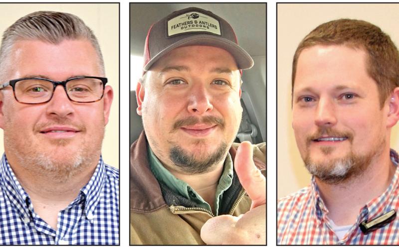 Britt Ginn (left), Christopher Roach (center) and Jason Macomson (right) are running for chairman of the Franklin County Board of Commissioners.