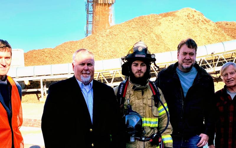 On Nov. 2, the Double Churches Volunteer Fire Department received two new Scott, Self Contained Breathing Apparatuses (SCBAs) from the Georgia Renewable Power biomass facility. 