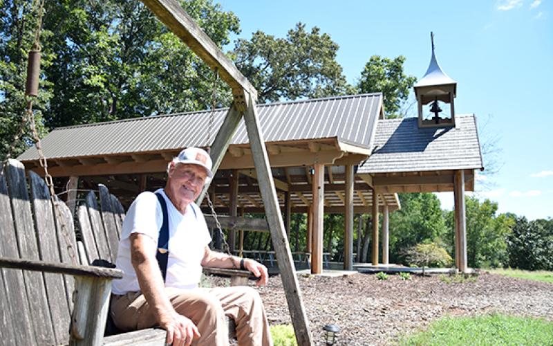 George Coker’s dream of building a chapel on his farm has finally come true. It sits on a beloved spot for the family, and the swing is where he proposed to his wife. (Photos by Sinclair)