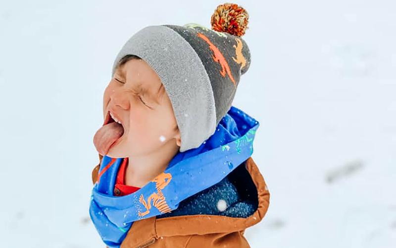 Walker Hyde attempts to catch a snowflake in his mouth during a winter storm that hit Franklin County over the weekend. Walker and many others took the opportunity to have some fun in the snow. (Photo courtesy of Jessica Jones)