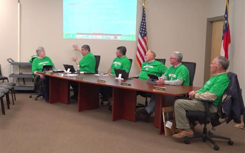 At the March 8 meeting, Superintendent Chris Forrer explains to school board members that city leaders can approve developments independently from the county.