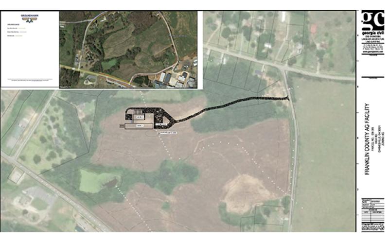 A new ag barn to be used for Supervised Agriculture Experience animal projects will be built on property across High Road from Franklin County High School. The property is currently only used as a cross-country course. This draft plan, provided by the school system, shows the rough layout of the barn on the property.