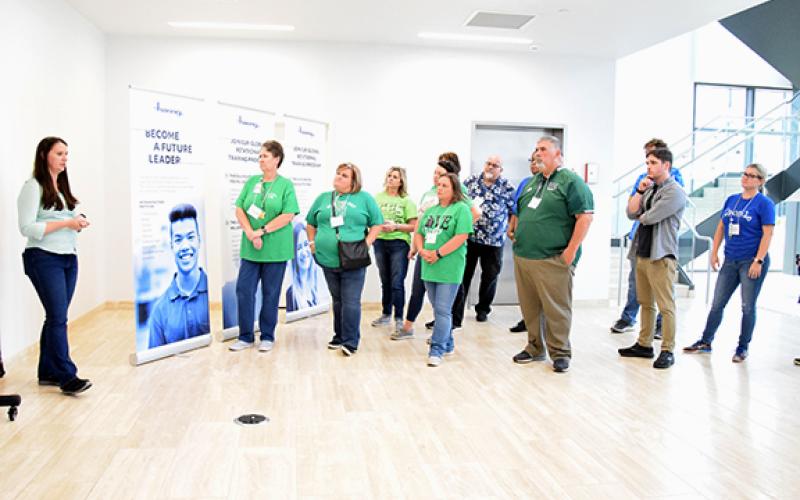 Educators visited Blue Haven Bee Company, Harbin Lumber facilities and Haering (above) during an industry tour May 24. They got to see and learn how products are being made locally, as well as learn the variety of positions available locally. (Photos by Sinclair)