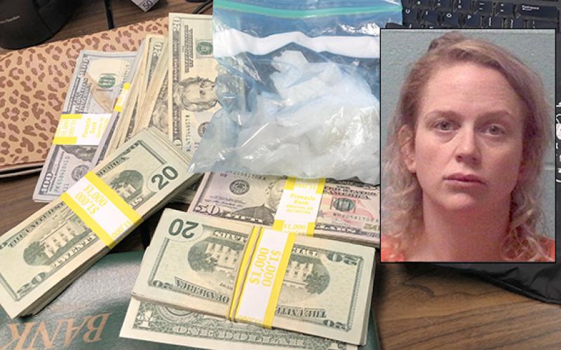 A traffic stop led to charges for a Franklin Springs woman last week and the seizure of a quantity of methamphetamine.