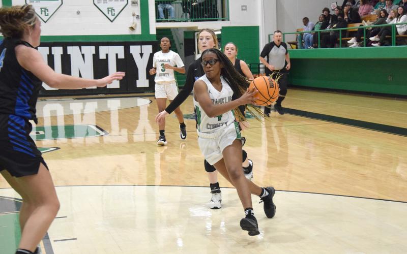 Lay Lay Sturghill drives to the basket against Banks County Tuesday. (Photos by Scoggins)