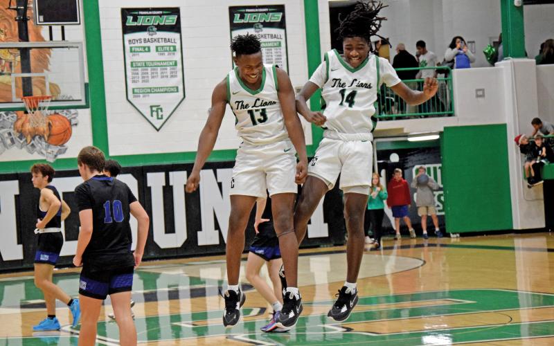 The Franklin County Lions and Lady Lions will begin the Region 8AAA schedule Tuesday at home against Stephens County. Jordan Ardister (No. 13) and Mylan Roebuck (No. 14) will look for more post-game celebrations in region play.