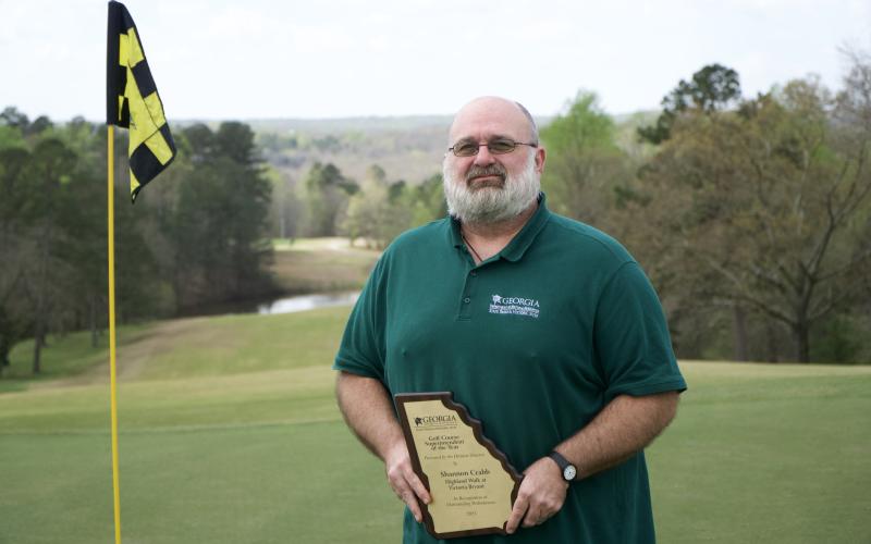 Highland Walk Golf Course’s Shannon Crabb was named the Georgia State Park and Historic Site Golf Superintendent of the Year at the recent Rangers Conference.
