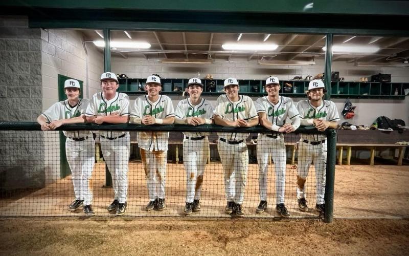 Franklin County’s loss in the Elite Eight ended the high school careers of seniors (from left) Andrew Miller Isaiah Laverdiere, Ryder Emmons, Rylan Tamplin, Duncan Beasley, Garrett Garner and Dee Oliver. (Photo courtesy of Christie Dodd)