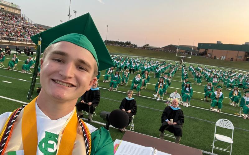 Salutatorian Jack Gaines took a selfie with his class during his student speech, and there was plenty of happiness and joy while graduates received diplomas and afterwards with family and friends.