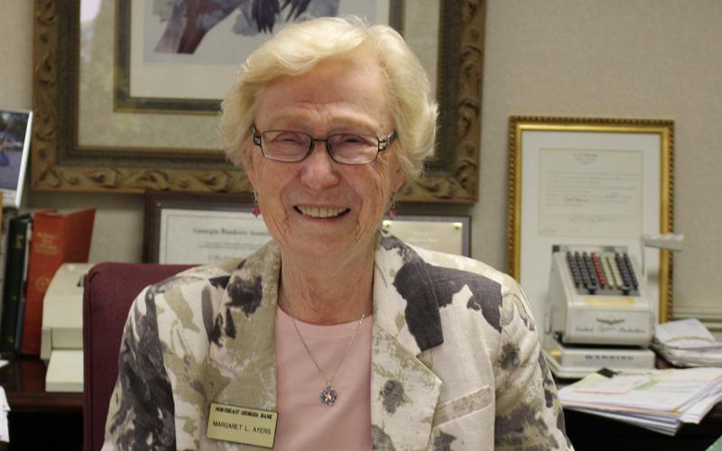 Margaret Ayers died Tuesday at the age of 96 at her home, Northeast Georgia Bank announced in a press release.