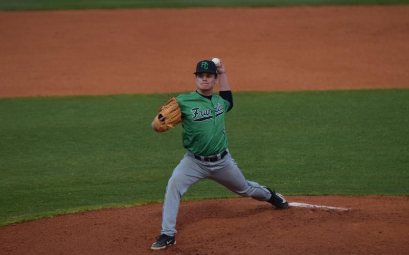 Will Cary delivers a pitch against Madison County Monday in a Franklin County victory.