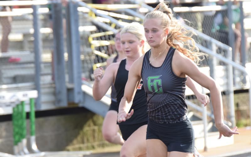 Senior Jordis Haselden won the 100 meters and long jump at a home meet Tuesday at FCHS. (Photo by Scoggins)