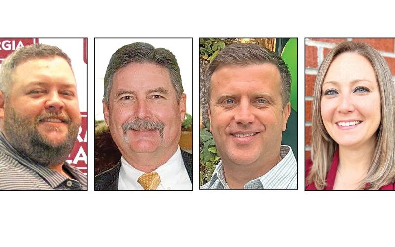 (From left) Colt Hart, Joe Greene, Nic McFarlin and Courtney Long are running for chairman of the Franklin County Board of Commissioners.