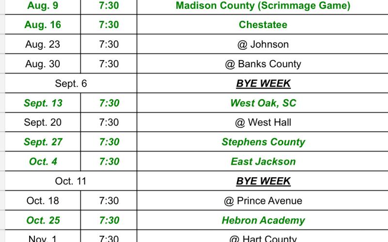 The Lions will begin its 2024 season with a scrimmage Aug. 9 against Madison County in Carnesville.