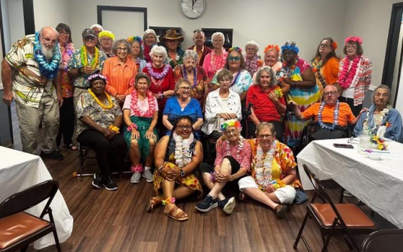 Participants and staff members of the Franklin County Senior Center traveled June 19 to the Hart County Senior Center for a joint Hawaiian-style luau.