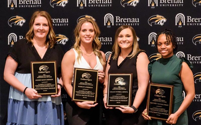 Franklin County native Brittney Wiley (right) was inducted to the Brenau University Hall of Fame along with (from left) Sydney Johnson, Marilyn Anderson and Lillian Genova during a ceremony recently in Gainesville.