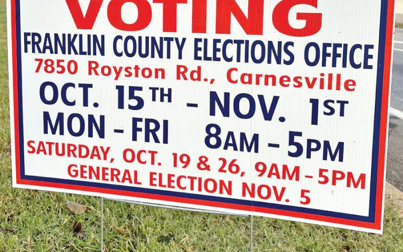 Early voting began Tuesay in Franklin County. It will continue through Nov. 1.