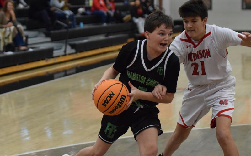 The Franklin County Middle School Cub and Lady Cub basketball teams began play Saturday in the NEGIAA tournaments being hosted by Hart County. Among those in action Saturday for FCMS was seventh-grade Cub Lawson McFarlin.