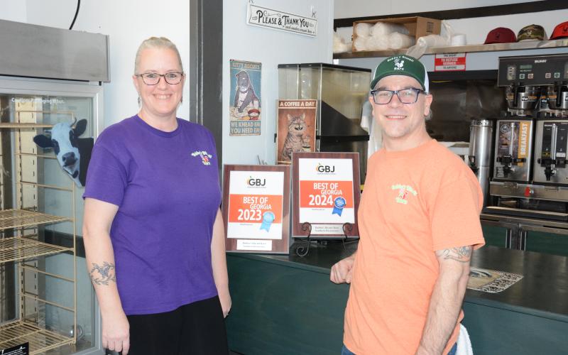 Three of the many great independently owned restaurants in Franklin County were recently named by the Georgia Business Journal as “Best of Georgia” in their respective categories. Jennifer and Adam Saddoris of Bubba’s Biscuit Barn (top photo) said they were “blown away by their community and their support.”