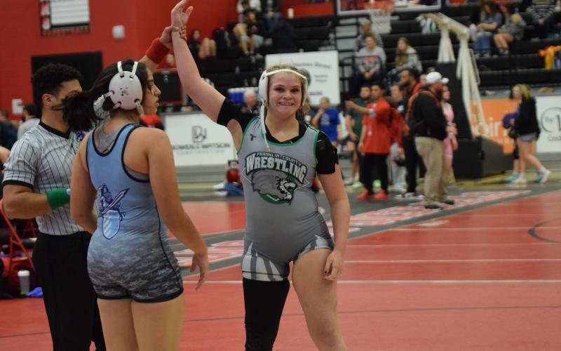 The Franklin County High School wrestling team – including Hannah Crowe  – claimed seven area championships in tournaments in Toccoa.