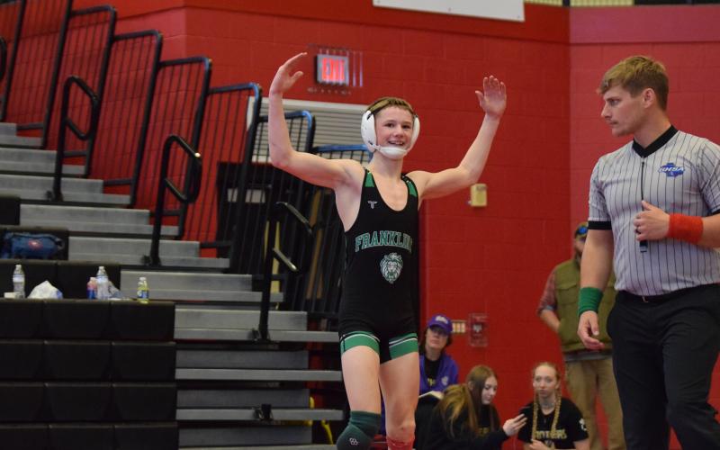 The Franklin County High School wrestling team – including Aden Pirkle – claimed seven area championships in tournaments in Toccoa.