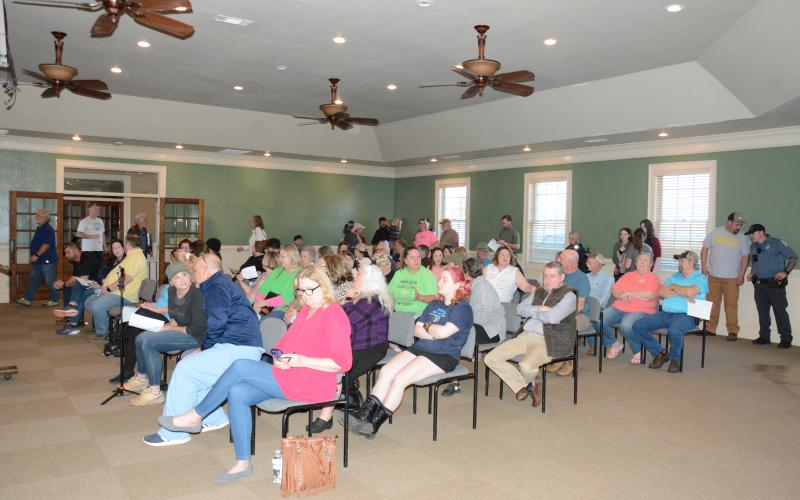 About 75 citizens attended Tuesday night’s Franklin Springs City Council meeting amid concerns about a rendering plant coming to the city. (Photo by Eavenson)