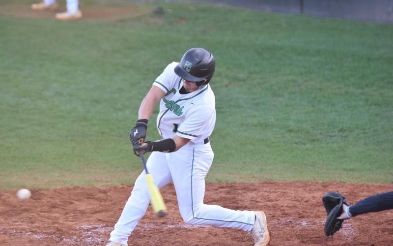 Keyes Harbin puts a ball in play against Stephens County Tuesday at FCHS.