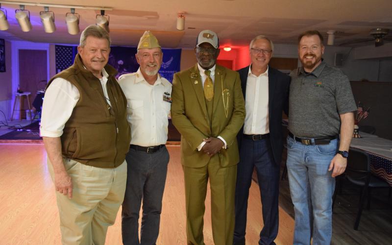 Speaking at the event were (right photo, from left) State Rep. Alan Powell, Lavonia VFW Post Commander Vic Therou, Willie Neal, Lavonia Housing Authority Director Rick Whitworth and Lavonia Mayor Courtney Umbehant.